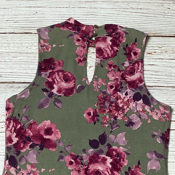 Francesca’s Alya River Floral Fit and Flare Halter Mini Dress in Dark Olive Sz M - Picture 14 of 16